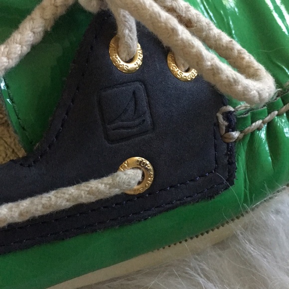 Sperry Navy and Green Patent Boat Shoes - Picture 7 of 8